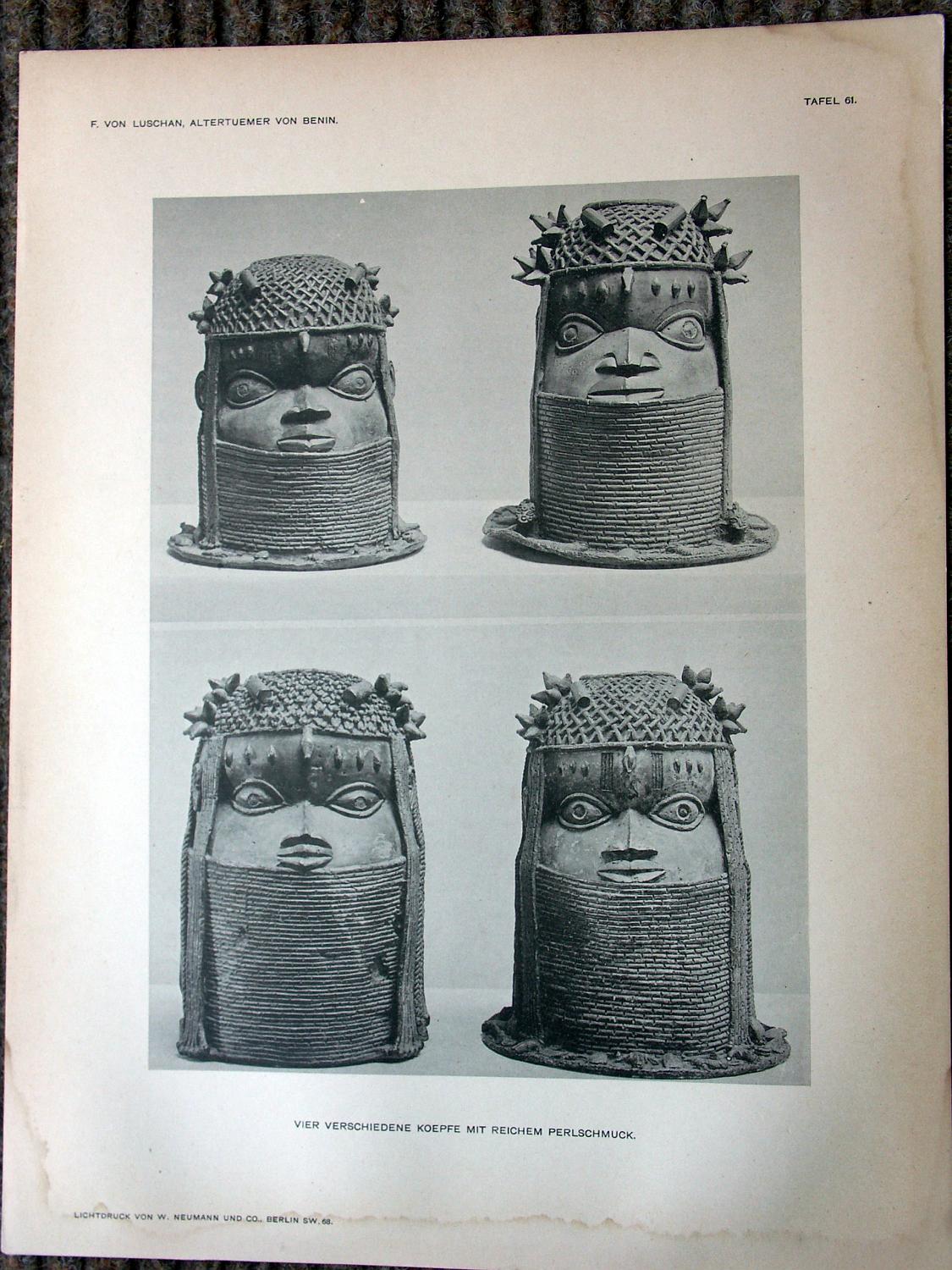 zz-lusc19,tafel 061 benin nigeria,bronze-gedenkkopf mit perlschmuck